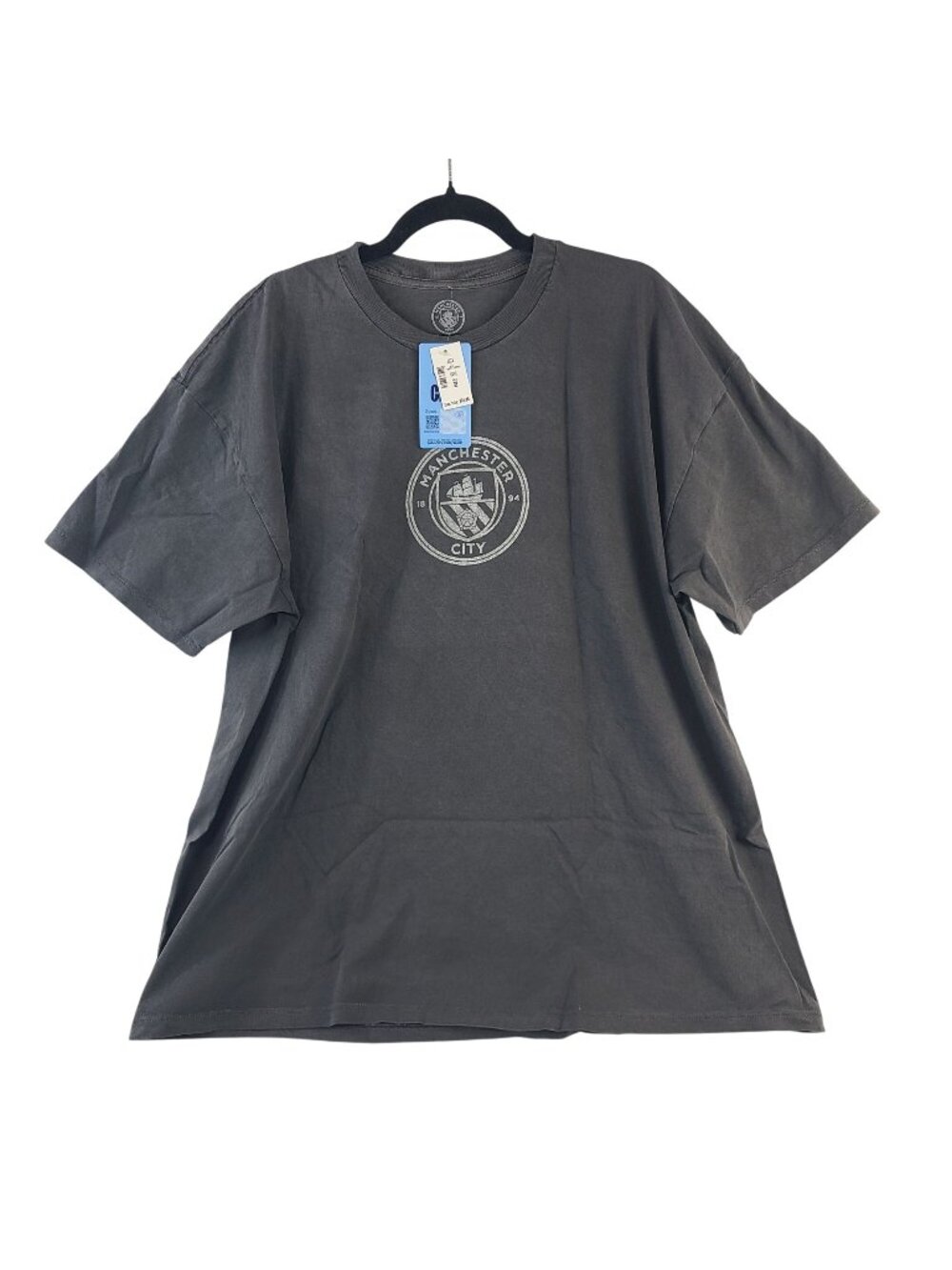 Manchester City Official Graphic T-Shirt Sz XL Front & Back Print Charcoal Gray